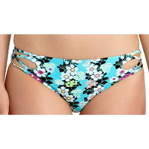 4/2$25 California Waves Womens Floral Strappy Swim Bottom Separates Small NWT